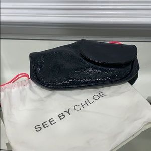 See by Chloe Navy Blue Patent Leather Clutch